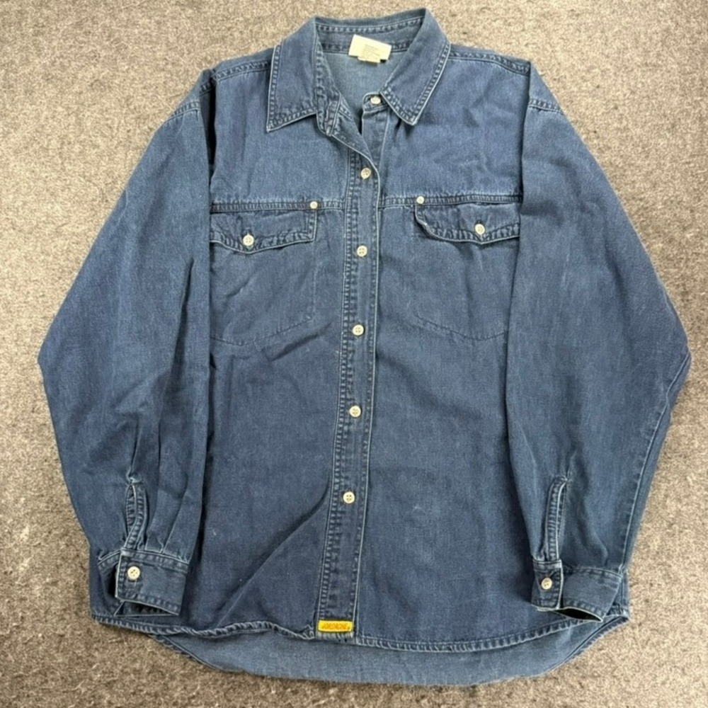 Vintage 90s Jordache Jeanwear Denim‎ Button Up Shirt Long Sleeve Womens Large